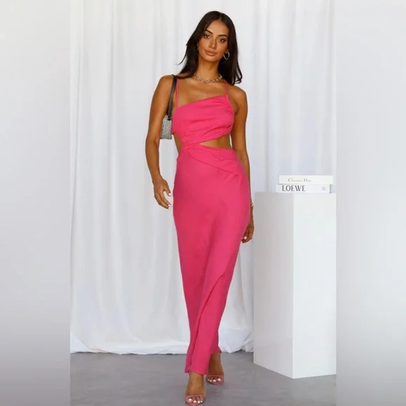 hot pink dress halter Tilly Satin High Neck Bridesmaid Dress main image 0